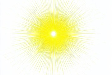 Obraz premium Radiant burst of bright yellow light emanating from a central point, set against a clean white backdrop, creating a star-like, energetic, and vivid effect
