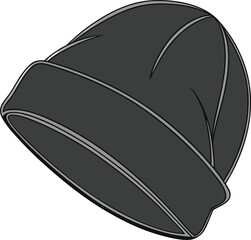 Black and white hat vector illustration on a white background with a mouse scroll button design