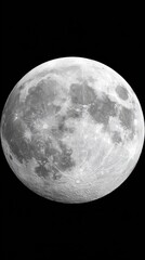 Fototapeta premium Full Moon Close Up Detailed Lunar Surface Texture Against Black Background