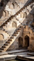 Ancient stone steps descend into a well