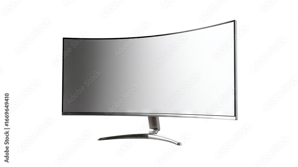 Poster realistic curved widescreen monitor — high-resolution isolated display on transparent background (pn