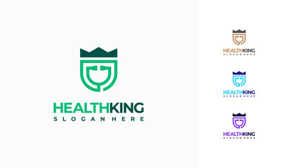 Obraz premium Health king logo designs concept vector, Healthcare Clinic logo designs concept vector