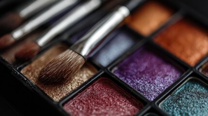 Makeup palette with brushes