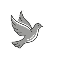 Obraz premium Two-tone glyph icon of a dove carrying a heart for love and harmony.