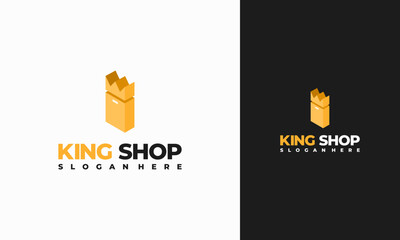 King Shop Logo designs concept vector, Shopping Bag logo symbol, Retail logo icon