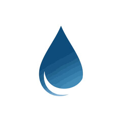 Minimalist water droplet icon, deep blue and white.