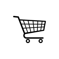 Professional monochrome glyph icon of a classic shopping cart.