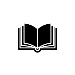 Professional monochrome glyph icon of a book for knowledge.