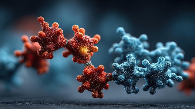 Cholesterol as a steroid precursor concept. Detailed macro view of colorful molecular structures in focus.