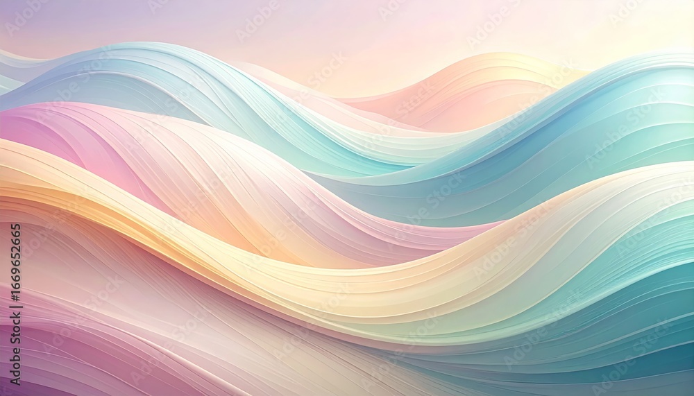 Poster abstract digital art featuring vibrant waves and flowing lines in a swirling, blue and colorful patt
