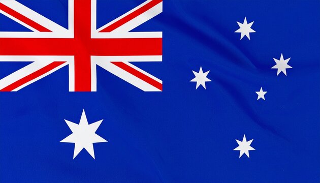 National flag of Australia with Union Jack, Commonwealth Star, and Southern Cross constellation on blue field. - Powered by Adobe