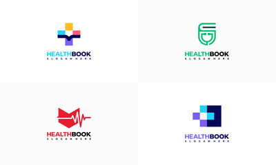 Health Book logo designs concept vector, Health Education logo symbol, Healthcare logo icon