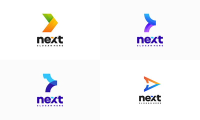 Set of Modern Next Logo designs concept vector, Arrow logo designs concept