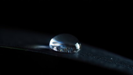 Floating Water Droplet on Black Background