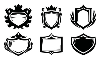 Elegant Black Shield Icons for Branding and Design Purposes
