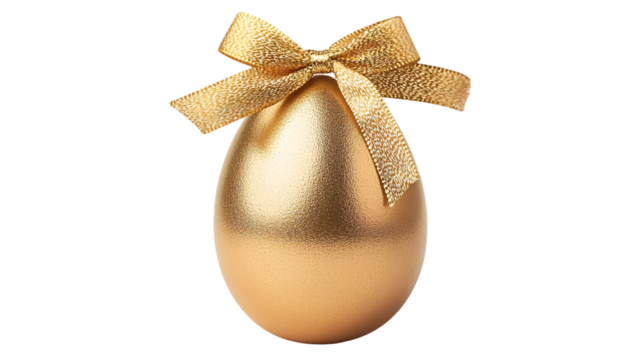 Golden egg with a ribbon isolated on a transparent background - Powered by Adobe