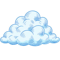 Cartoon Style White Cloud with Blue Outline and Soft Texture