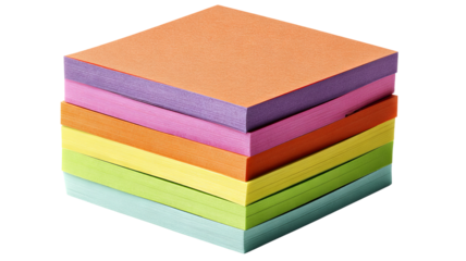 Square sticky notes set — colorful paper sheets isolated on transparent background, high-res PNG-style cutout for mockups, school & office stationery, bullet journals, planners, branding, web & app UI