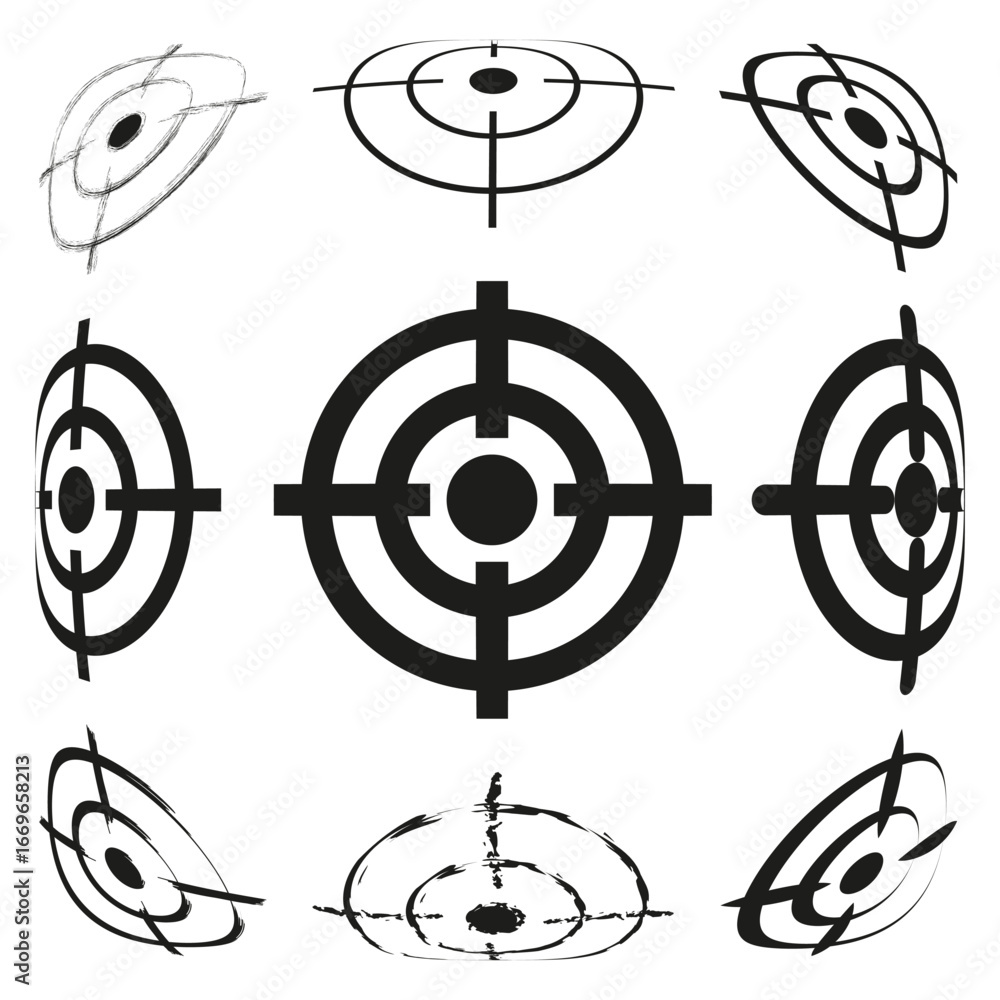 Poster target symbols set. circular aiming focus. precise target circles. vector illustration.