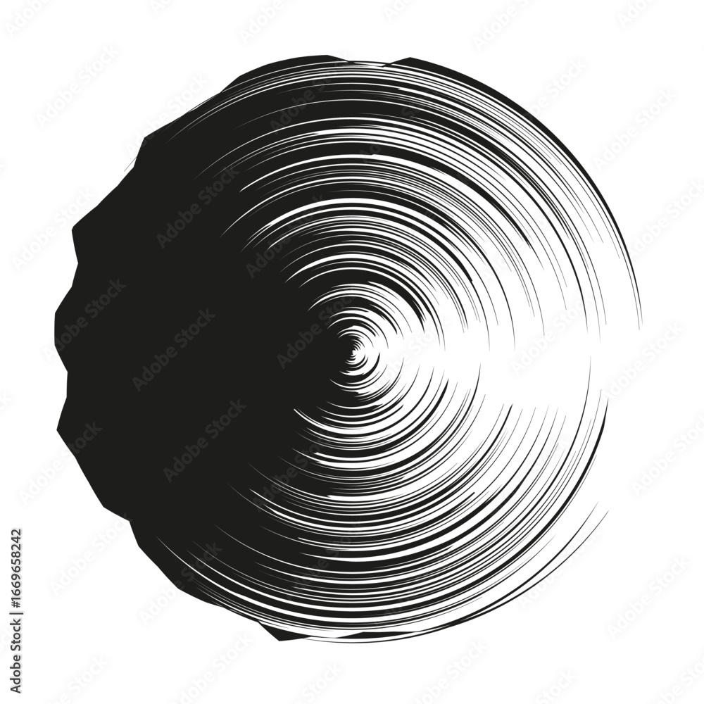 Poster circular swirl shape. concentric rotation lines. vector abstract pattern. dynamic motion graphic.