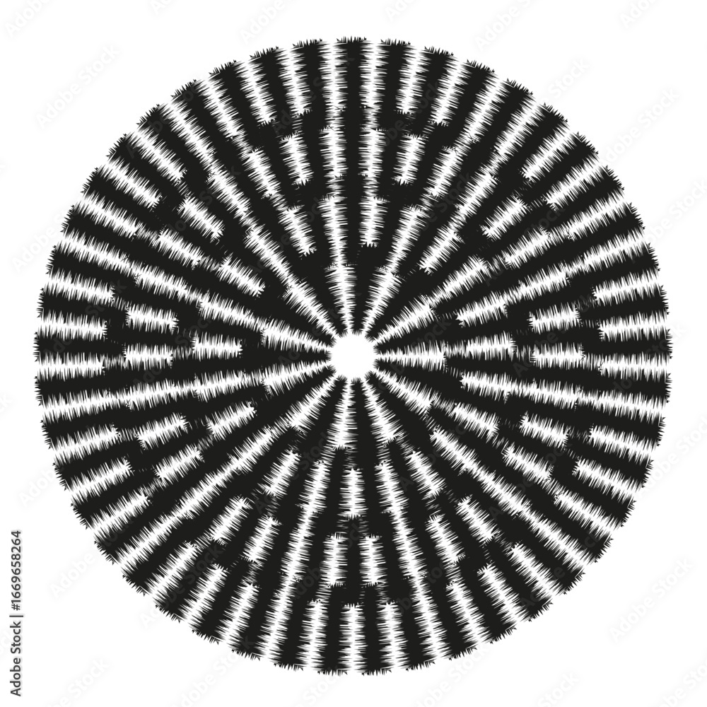 Aufkleber radial lines pattern. abstract starburst shape. monochrome vector illustration. dynamic motion graph