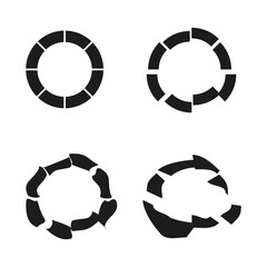 Circular arrows set. Recycle loop icon. Four round signs. Vector graphic elements.