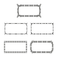 Dotted border frames. Dashed rectangle shapes. Outline design elements. Vector collection illustration.