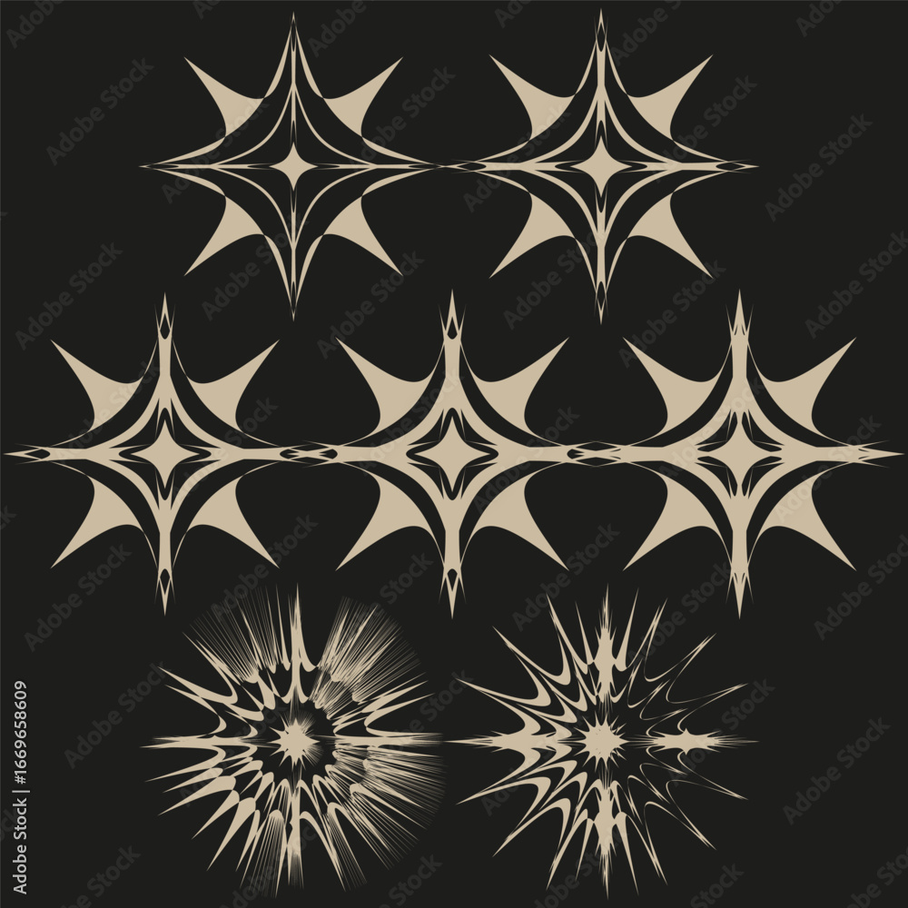 Aufkleber abstract sparkle shapes. starburst form burst. sunburst energy concept. vector explosion element.