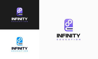 Fototapeta premium Infinity Education logo designs concept vector, Loop and Book Education logo designs symbol