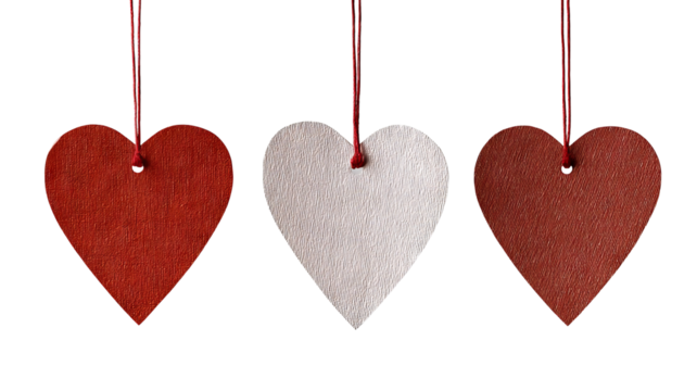 Valentine heart-shaped tag paper sticker label — high-resolution isolated PNG cutout with transparent background for love-themed branding, gift tags, packaging, scrapbooking, cardmaking, e-commerce