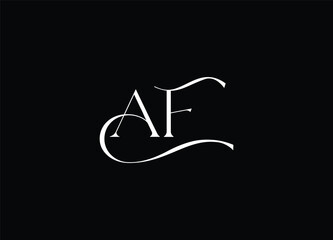 AF Letter Design: A sleek and sophisticated design featuring the intertwined letters A and F, elegantly crafted against a simple, solid background. A perfect emblem for branding, logo, or initials.