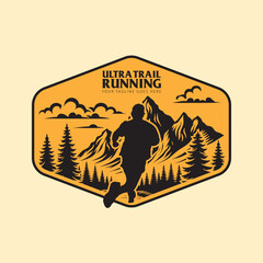 Ultra Trail running logo vector illustration on white background