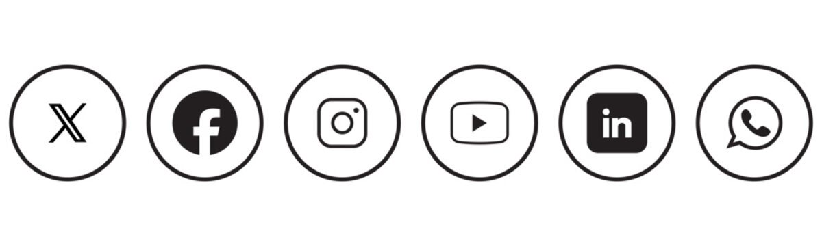 Popular Social media logo vector set in editable stroke for web and apps. Editorial only 