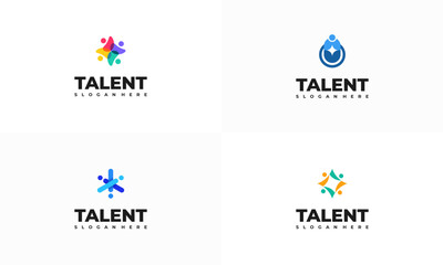 Fototapeta premium Set of Talent Logo designs concept vector, Rising Star Logo designs template, Reaching Star logo symbol