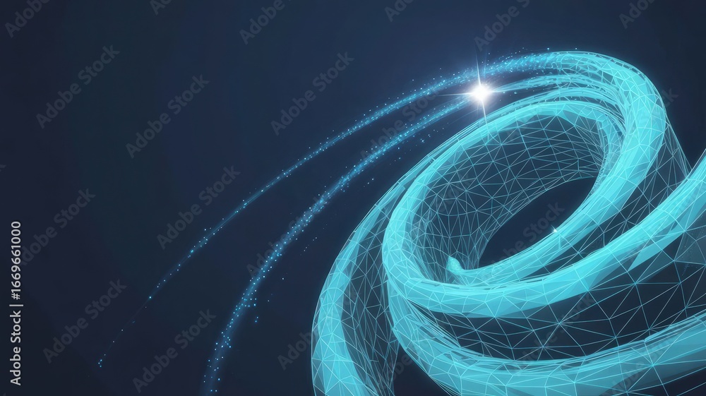 Poster abstract data swirl: a luminous, futuristic representation of data swirling, with a bright star as i