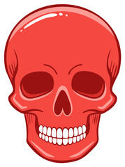 Fototapeta premium Red Anatomical Skull Graphic with Full Teeth and Glossy Finish, Simple Vector Icon Illustration
