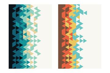 Set of abstract triangle background, seamless geometric pattern background with retro color