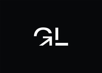 GL Logo on Black: A minimalist logo featuring the intertwined initials GL against a stark black backdrop. Simple, elegant, and modern.