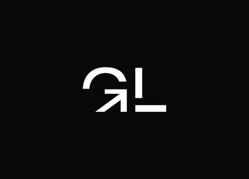 GL Logo on Black: A minimalist logo featuring the intertwined initials GL against a stark black backdrop. Simple, elegant, and modern.