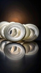 Unique circular shapes reflect light beautifully in artistic arrangement