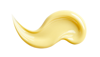 Cream texture, light yellow smear on transparent background