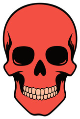 Stylized Red Skull with Black Eye Sockets and Grinning Mouth