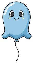 Cute blue ghost shaped balloon with a happy face and string