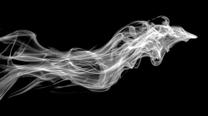 Ethereal smoke swirls, dances fluidly against the void. Thin tendrils weave, creating an abstract, flowing form