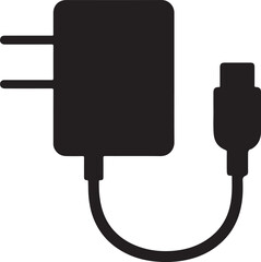 Phone Charger Silhouette Vector Art Minimalist USB Charger Icon for Digital & Tech Themed Designs