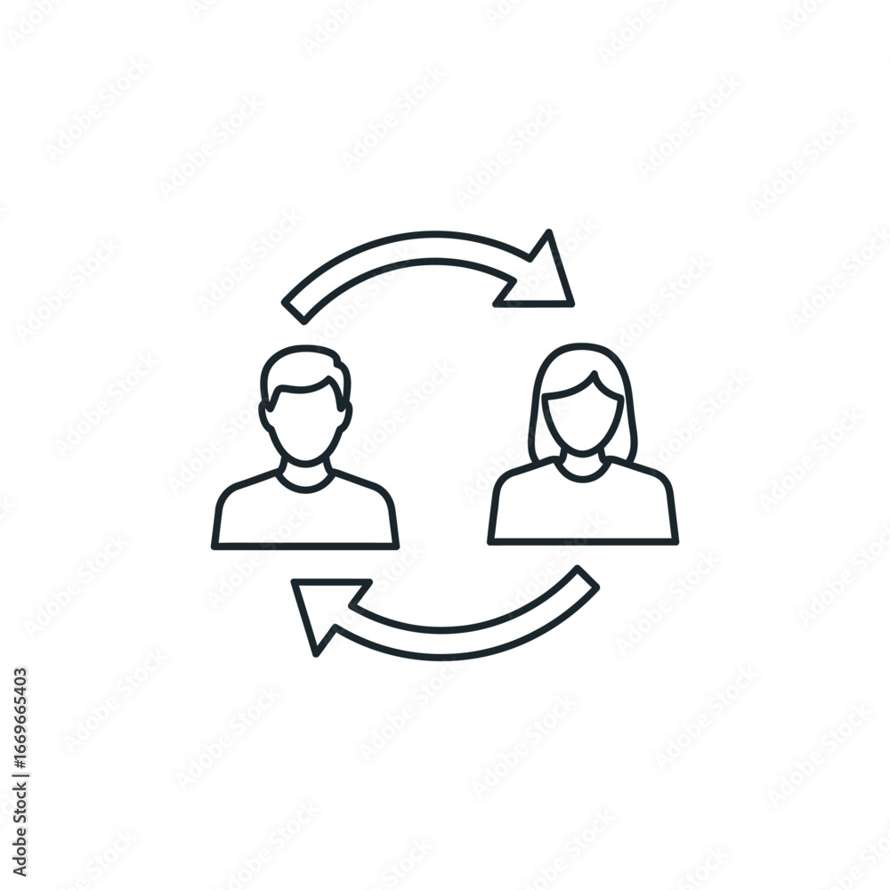 Poster switch account line icon changing user profile, social network, or personal data concept vector illu