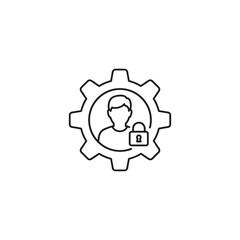 User setting line icon user profile with gear and lock, security and privacy concept vector illustration of user setting