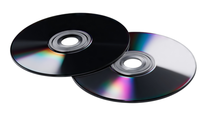 CD/DVD optical disc isolated on transparent background — high-resolution PNG-style cutout with iridescent surface, clean edges for album art mockups, music branding, web/app UI, e-commerce thumbnails