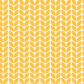 Seamless wheat pattern with golden cereal ears, symbolizing agriculture, harvest, and natural food. Vector