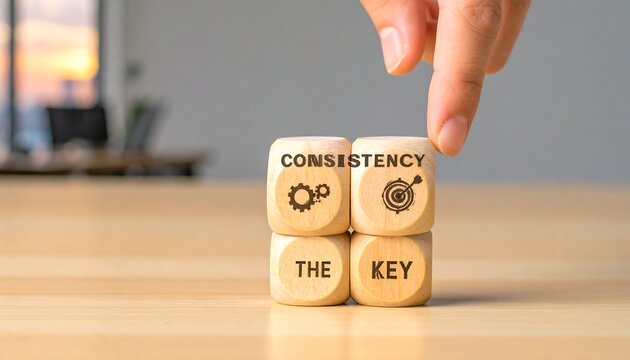 Wooden blocks displaying consistency as key